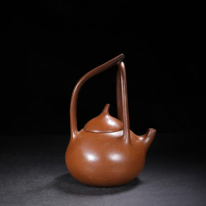 Chinese Yixing Zisha Clay Handmade Exquisite Teapot（ gourd lifting beam 杨彭年 ）