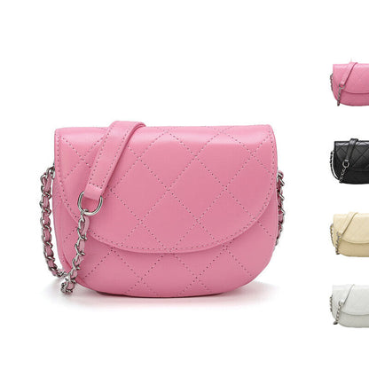 Mini Quilted Sheepskin Leather Saddle Shoulder Bag Flap Purse Handbag Crossbody