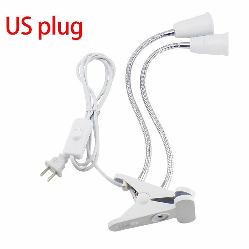 Desk Light Clip On E27 Socket 3 Head Flexible Off Switch Lamp Holder LED Plant