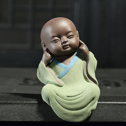 Buddha Statues Tea Pet Purple Sand Buda Monk Tea Decor Zisha Ornament Decoration