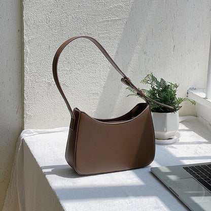 Women Leather Underarm Bag Zipper Casual Traveling Handbag 24*16*17CM/24*14*7 CM
