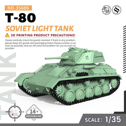 SSMODEL SS35606 1/35 Military Model Kit Soviet T-80 Light Tank WAR WoT