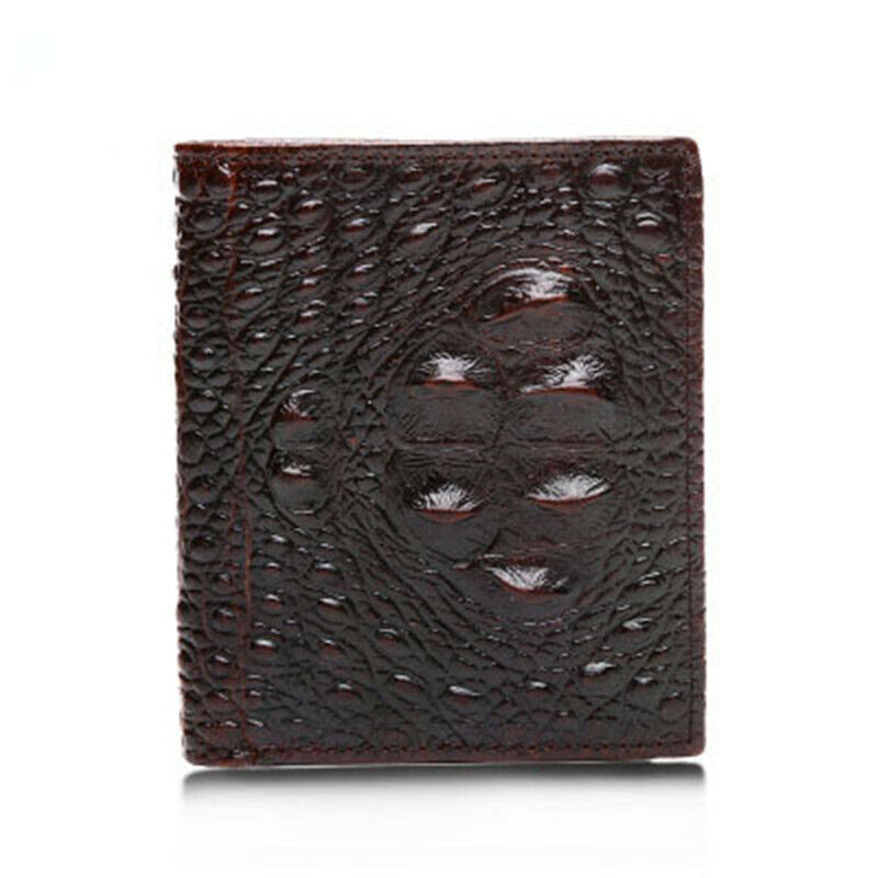 Men's Genuine Leather Wallet Bag Card&ID Clamps Purse Crocodile Pattern CashClip