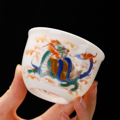 150ml Jade Porcelain Kung Fu Tea Cup Creative Pattern Dragon Tiger Teacups