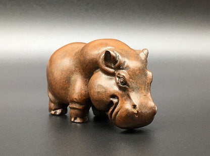 2.7" Solid Brass Animal Hippo Hippopotamus Statue Tea Pet Figurine