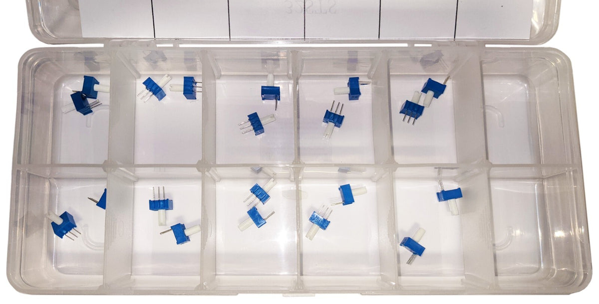 20 Piece Single Turn Cermet Potentiometer Assortment, 500 to 1M ohms, 1/2 Watt
