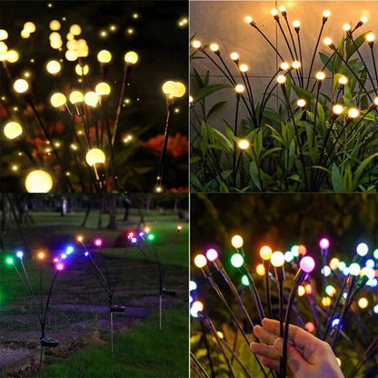 8 LED Solar Firefly Lights 2 Pack Swaying Outdoor Garden Pathway Landscape Decor