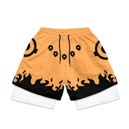 2 in 1 Itachi Quick Dry Short Anime Running Training Joggers Fitness Gym Sports