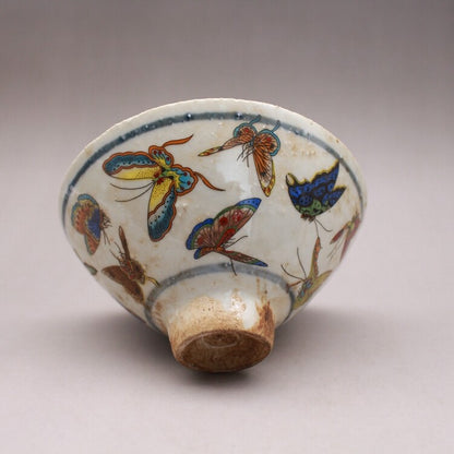 150ml Chinese Porcelain Famille Rose Hand Painted Butterfly Pattern Teacup Bowl