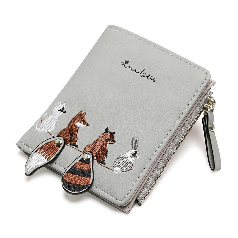 Girls Cartoon Leather Card Clamps Women's Wallet Coin Female Purse Clip Billfold