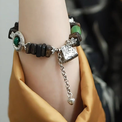Agarwood Silver Axe Bracelet New Chinese Vintage Elastic Ethnic Bracelet