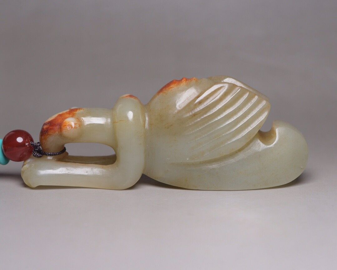 Antique Chinese Hetian Jade Carving Mantis Statue Exquisite Pendant Collections