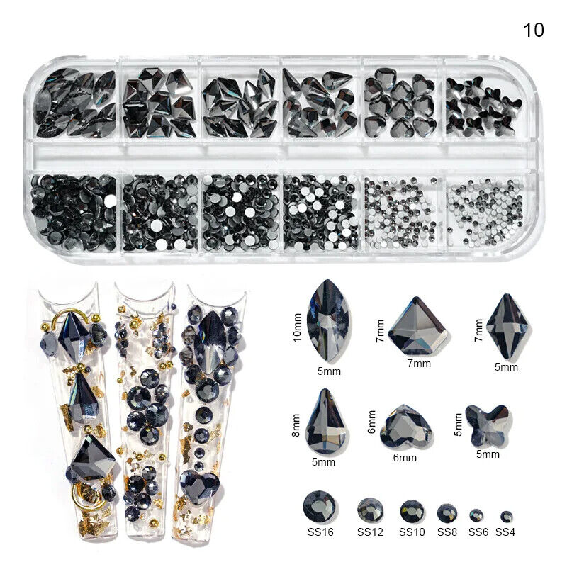 Nail Charms 30Pcs Boxed Luxury Shiny Planet Alloy 3D Art Rhinestones Bling Decor
