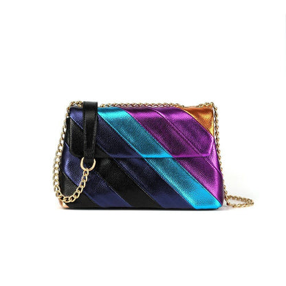 Good Quality Summer Rainbow Crossbody Bag Metallic Strip Shoulder Bag 27*9*17 CM