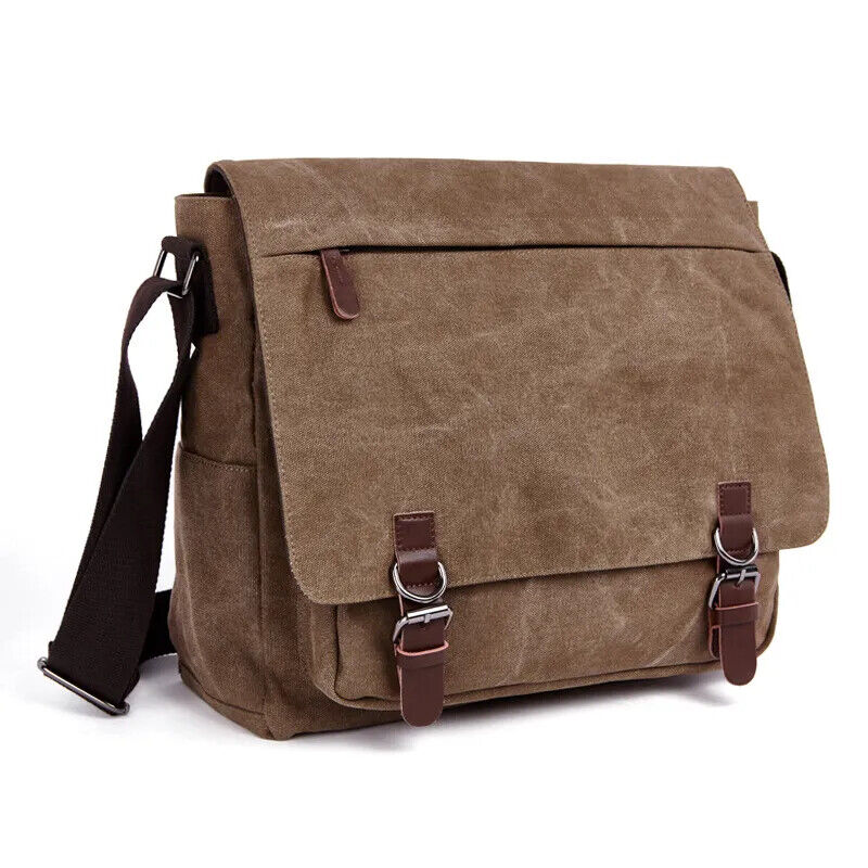 Canvas Laptop Shoulder Bag Men Crossbody Bags School Bookbag