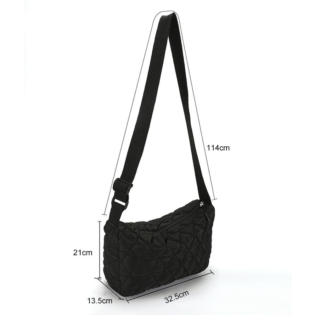 Lattice Pattern Shoulder Bag Cotton Handbag Large Capacity Purse Feather Padded