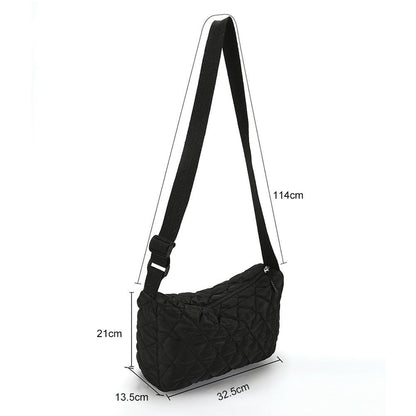 Lattice Pattern Shoulder Bag Cotton Handbag Large Capacity Purse Feather Padded