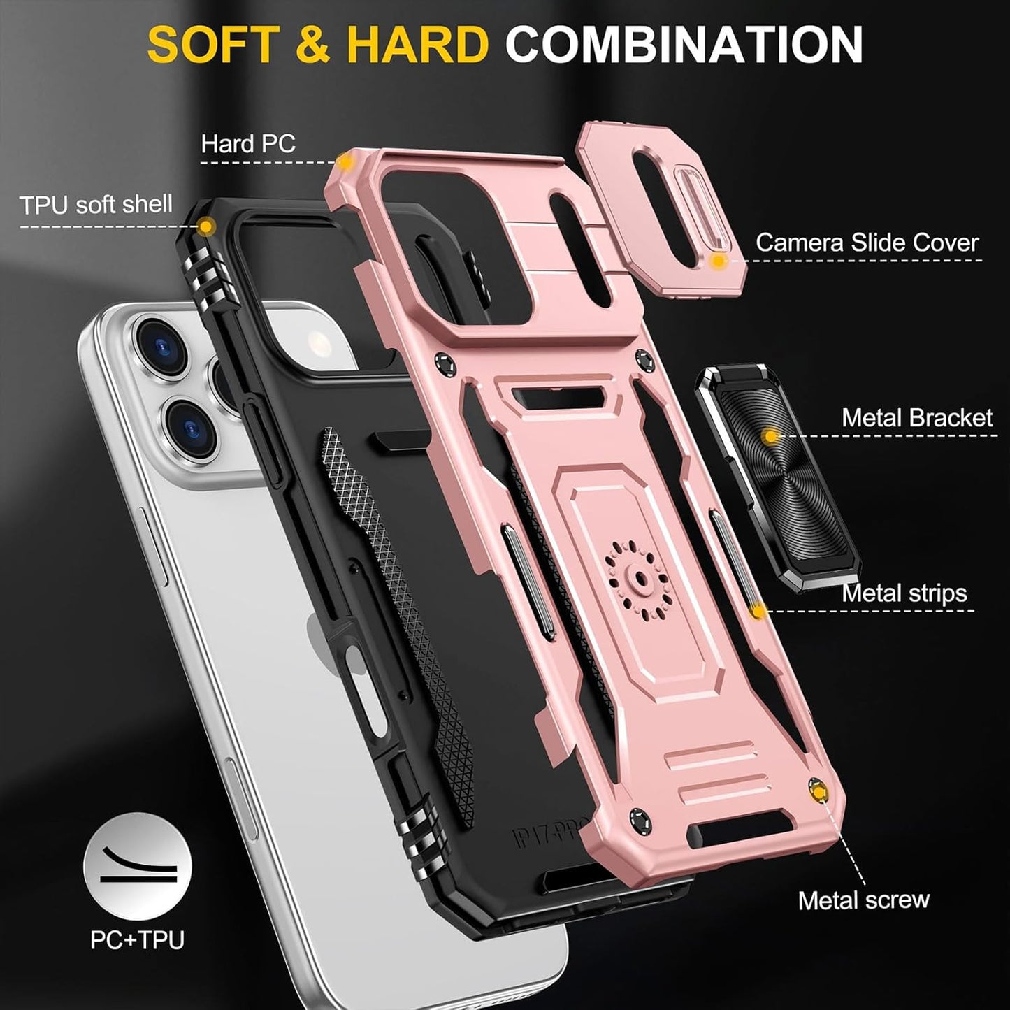 Phone Case Compatible with Iphone 17 Pro Max Case with Slide Camera Lens Cover &