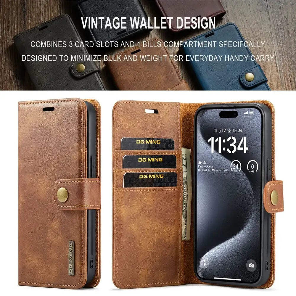 Detachable Magnetic Leather Phone Case – Wallet Kickstand Cover