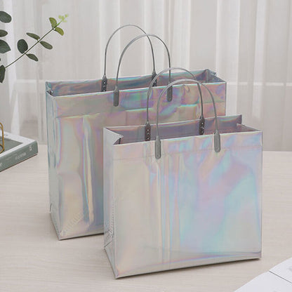 New Thick Handbag Waterproof Storage Bag Casual Laser Tote Shopping Bag ⊹ ⊰