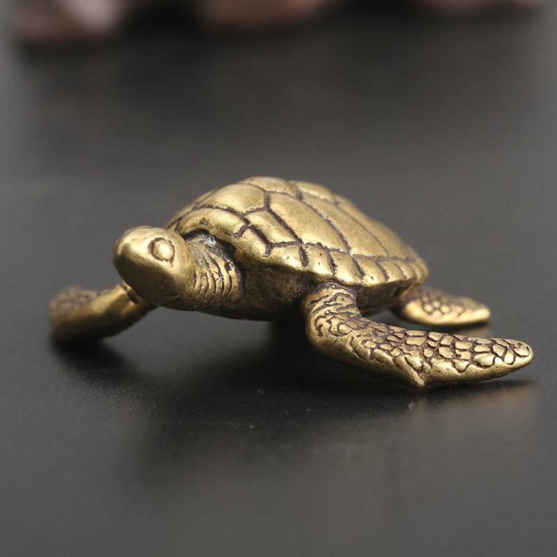 Ornaments Pure Copper Solid Small Turtle Tea Pet Bronze Handle Gift Antiques