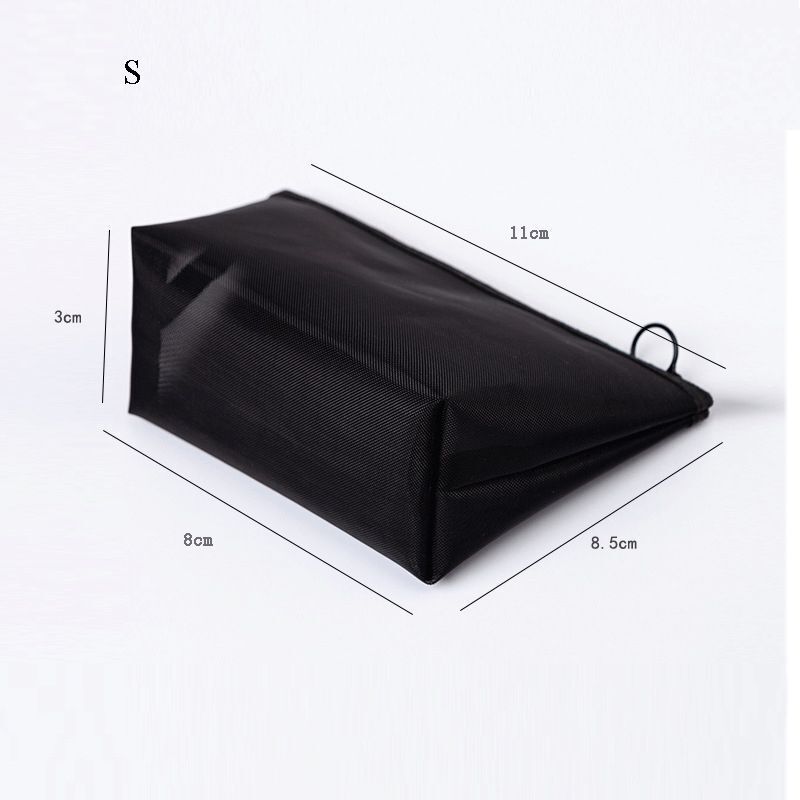 Black Transparent Mesh Cosmetic Makeup Bag Organizer Travel Storage Pouch Cases