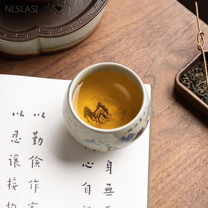 140ml Exquisite Ice Crack Glaze Ceramic Tea Cups Hand-painted Exquisite Teacup