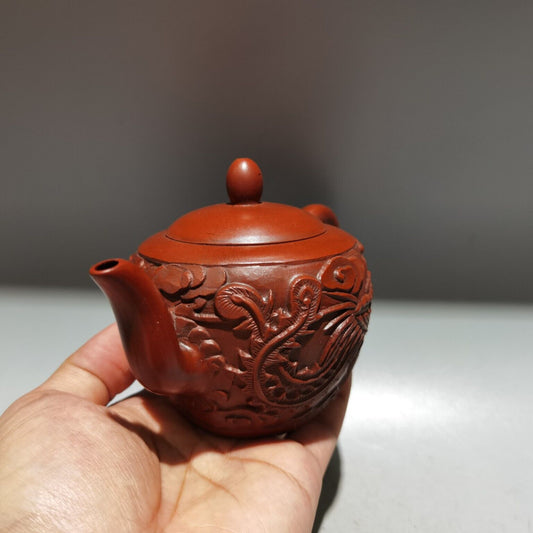 vintage chinese yixing purple clay teapot zisha ceramics carve exquisite tea set
