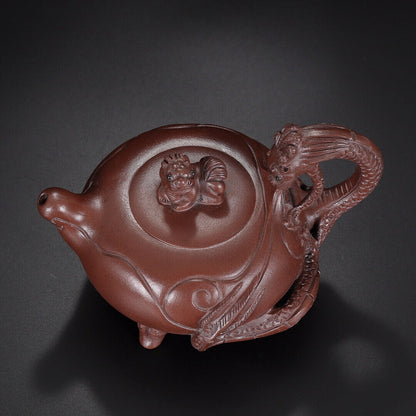 l-0Chinese Yixing Zisha Clay Handmade Exquisite Teapot （龙腾盛世 底款：徐汉棠）