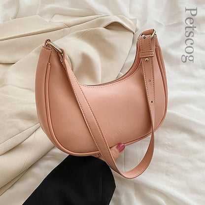 Half-moon Small Underarm Bags Clutch Synthetic Leather Handbags Shoulder Purses