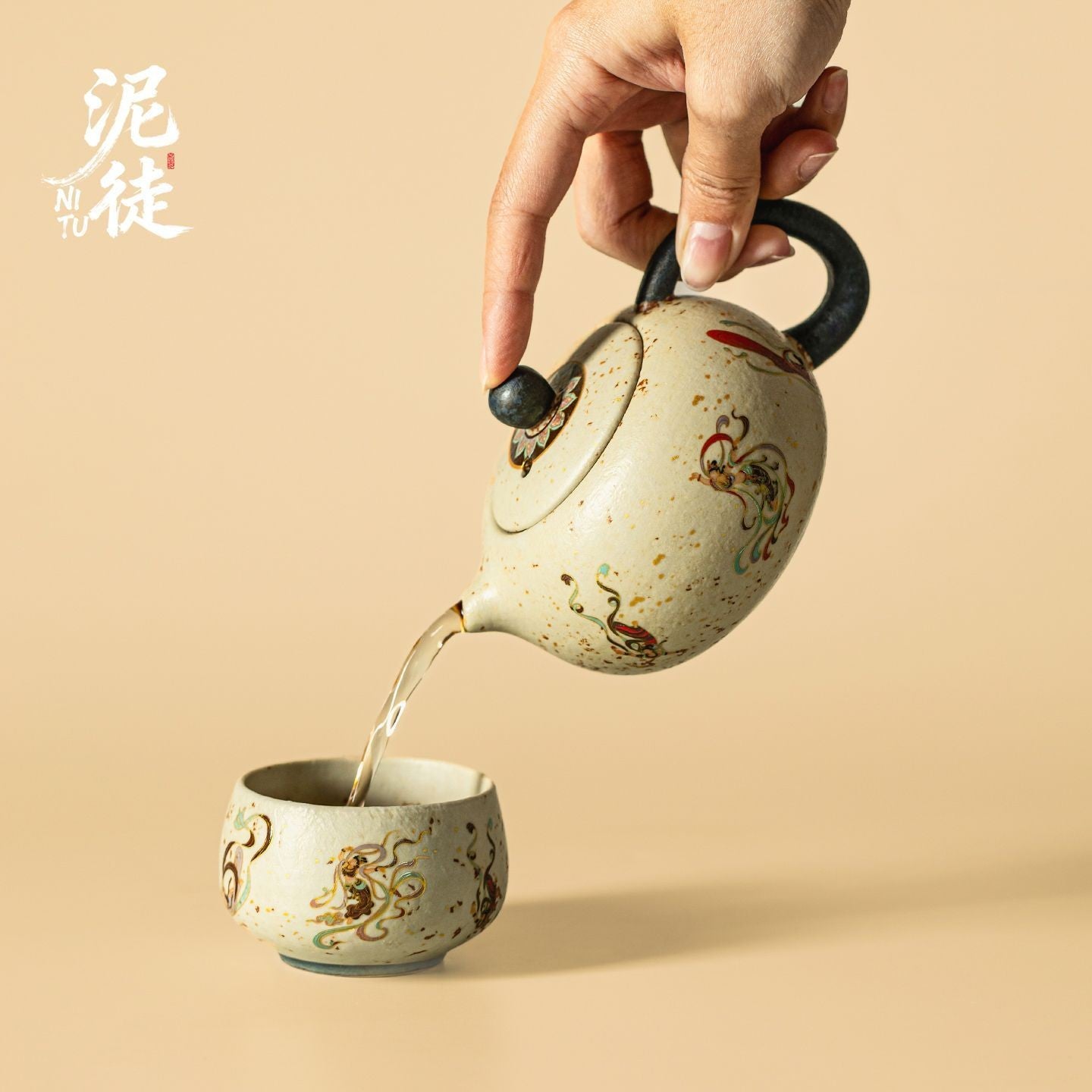 Dunhuang Flying Apsaras Ceramic Teapot 200ml Gift Box Set