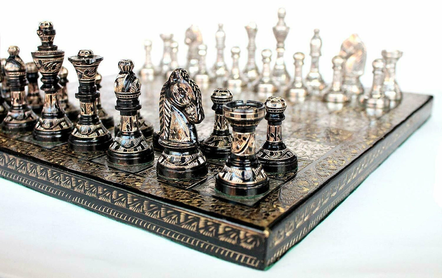 12" x 12" Collectible Premium Brass Made Chess Board Game Set- All Brass Pieces