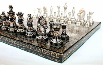 12" x 12" Collectible Premium Brass Made Chess Board Game Set- All Brass Pieces