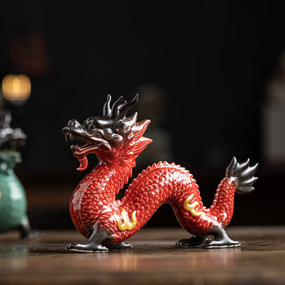 Porcelain Tea Pet Dragon Handmade Ornament Ceramic Mascot Chinese Tea Play New