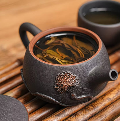 Handmade Jianshui Purple Pottery Teapot Wide Mouth Chinese Tea Kettle 180ml
