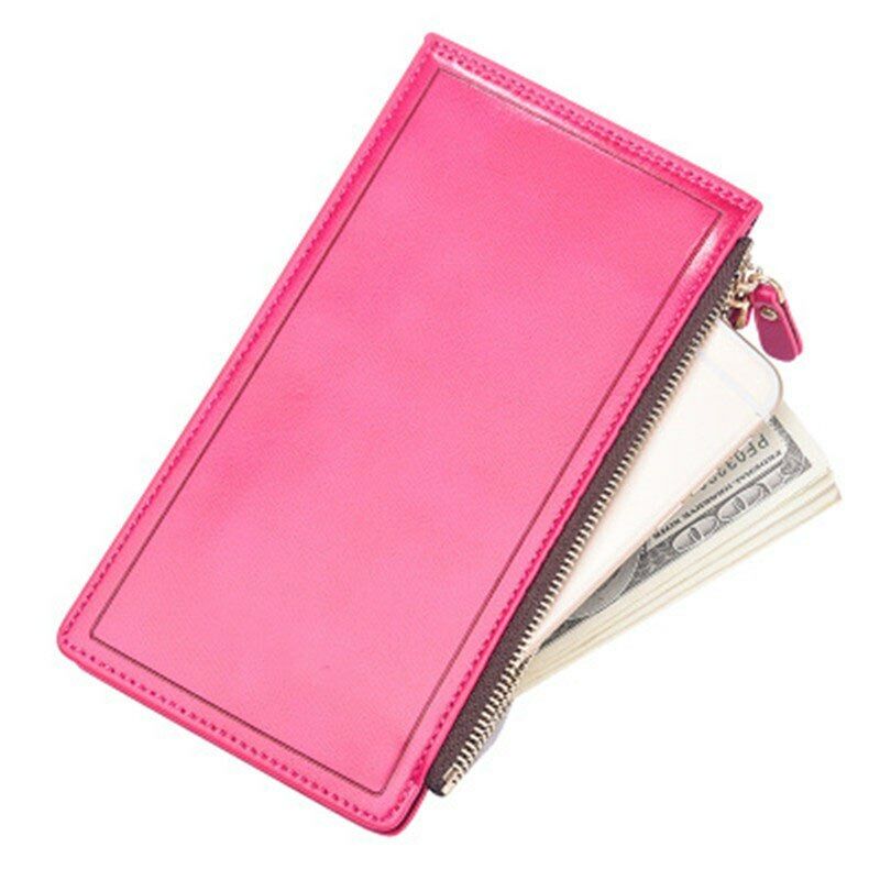 Unisex Long Zipper Wallet Card&ID Bag Clamps Purse Genuine Male&female Cash Clip