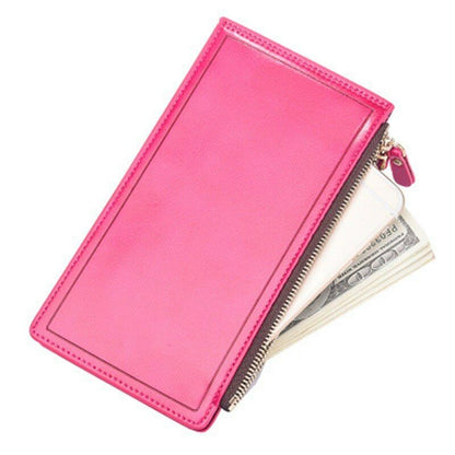 Unisex Long Zipper Wallet Card&ID Bag Clamps Purse Genuine Male&female Cash Clip