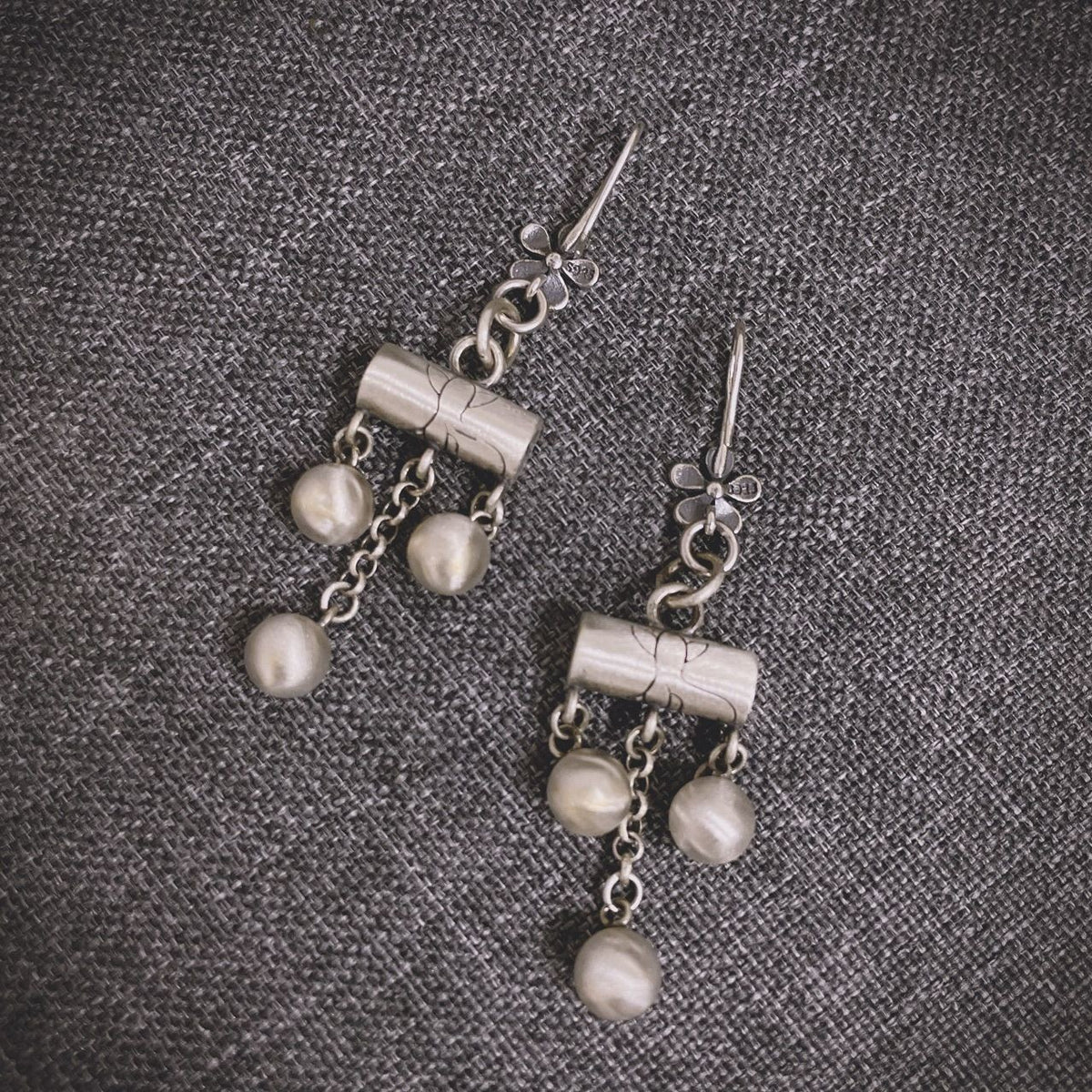 Chinese Style Floral Tassel Earrings Retro Distressed Lotus Drop Dangle Pair