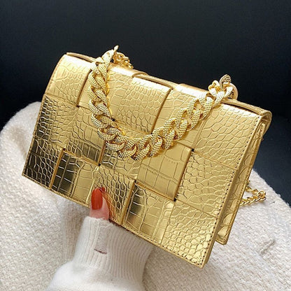 12 Colors Handbag Purse Alligator Pattern Shoulder Bag Women Chain Crossbody Bag