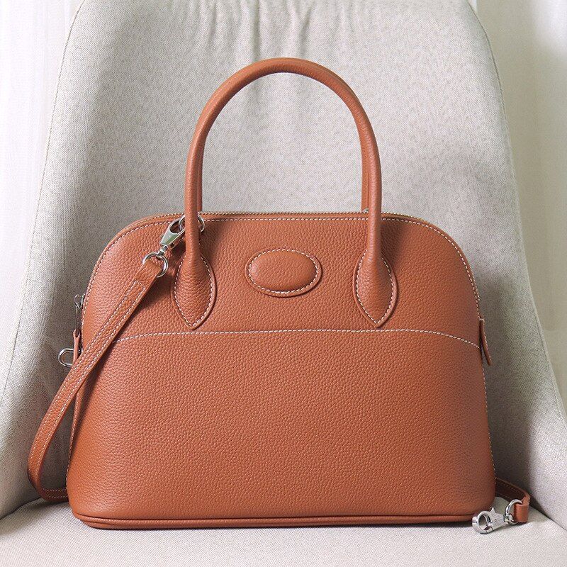 Shell Handbag Cowhide Bag Genuine Leather Crossbody Shoulder Bag S/M/L 18*7*13CM