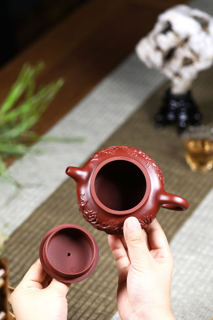 Teapot 8oz Chinese Yixing Genuine Dahongpao Clay Handmade Fanggu Dragon Tea Pot