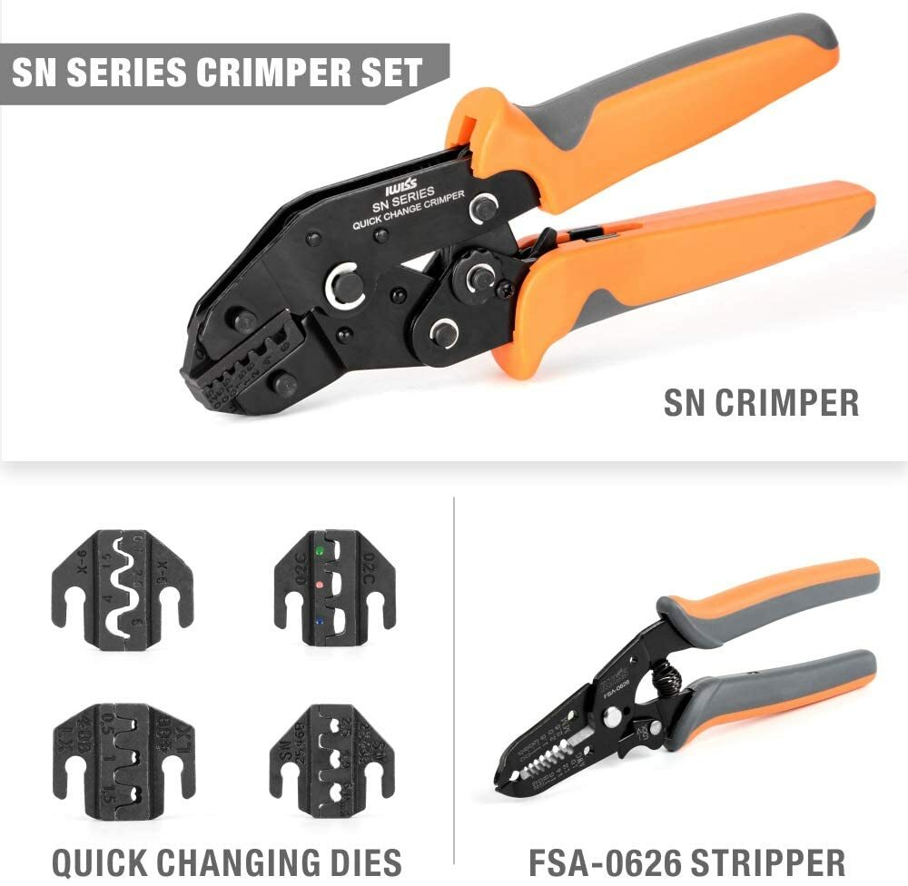 IWISS SN Series Quick Change Wire Crimper Tool Set Connectors Crimping Plier Kit