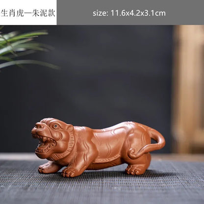 Creative Purple Sand 12 Zodiac Animal Decoration Tea Pet Lovely Desktop Ornament