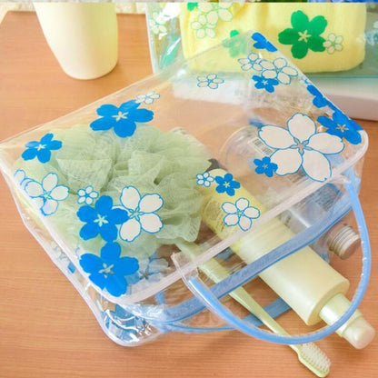 Floral Transparent Cosmetic Bag Travel Makeup Wash Clear Handbag Waterproof Bags