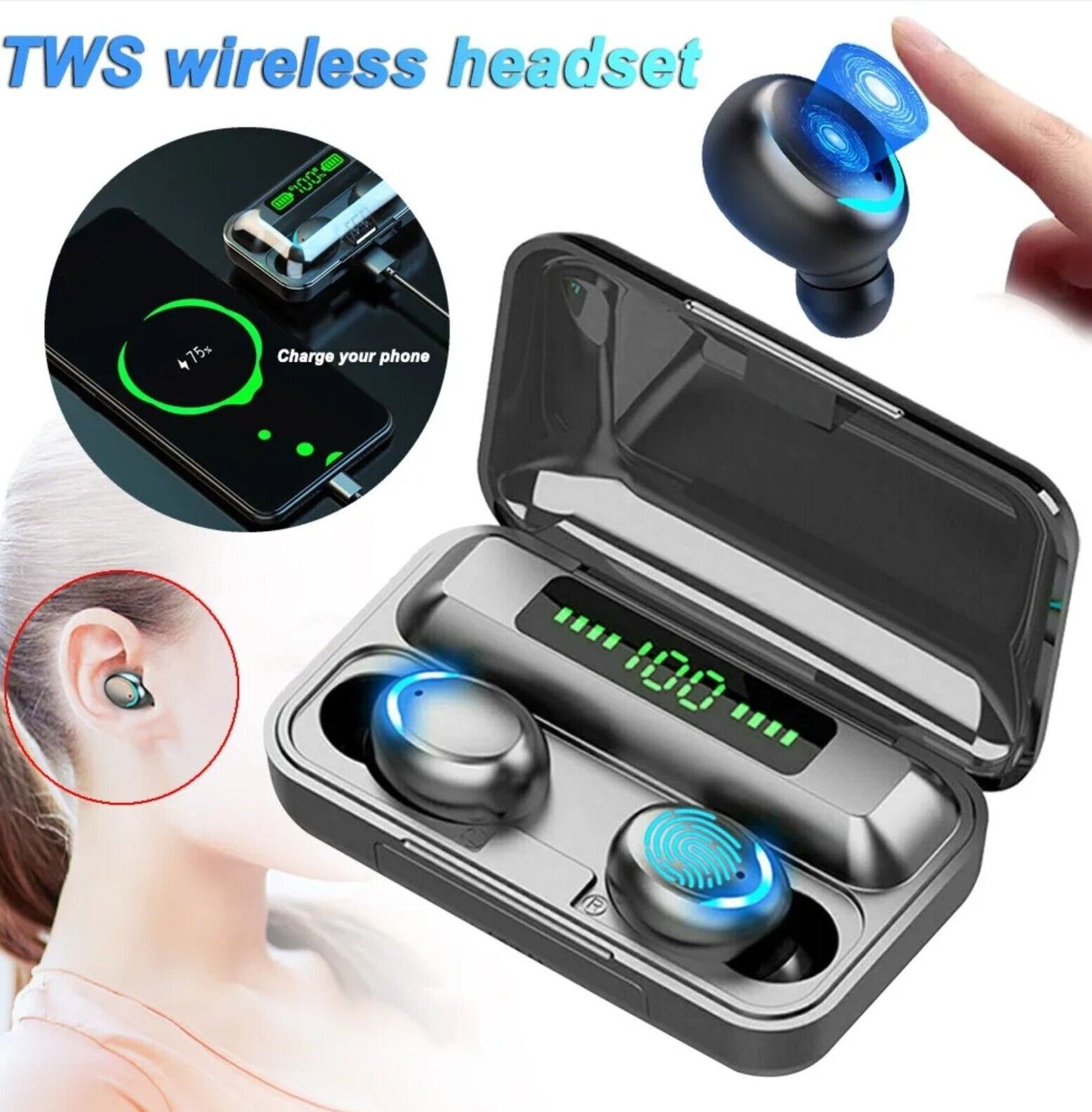 Earbud Bluetooth 5.0 Headset TWS Wireless Earphones Mini Stereo Noise Reduction