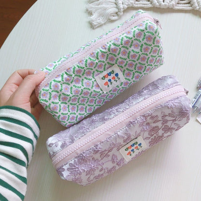 Small Cosmetic Bag Cute Makeup Cotton Fabric Toiletry Bag Students Organizer 1PC