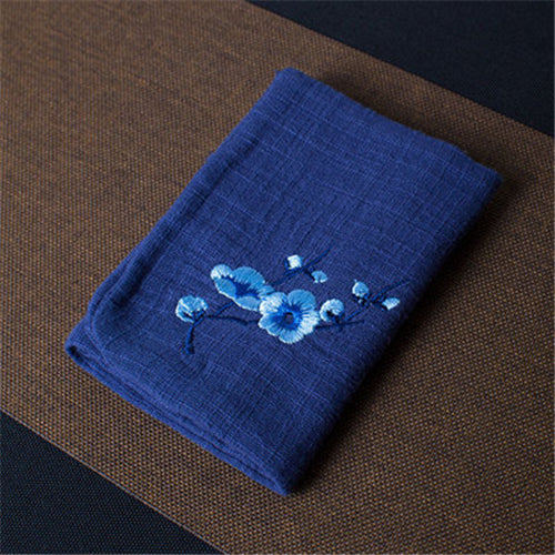 Tea Towel Cotton Yarn Absorbent Towel Tea Accessories Embroidered Double Layers