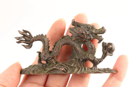 Rare bronze handmade dragon statue figure collectable tea pet home decor art