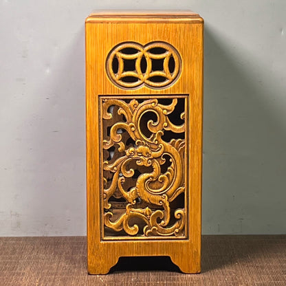 Old Bamboo Wood Buddhist Altar Heart Sutra Butsudan Shrine Zen Enshrinement Deco