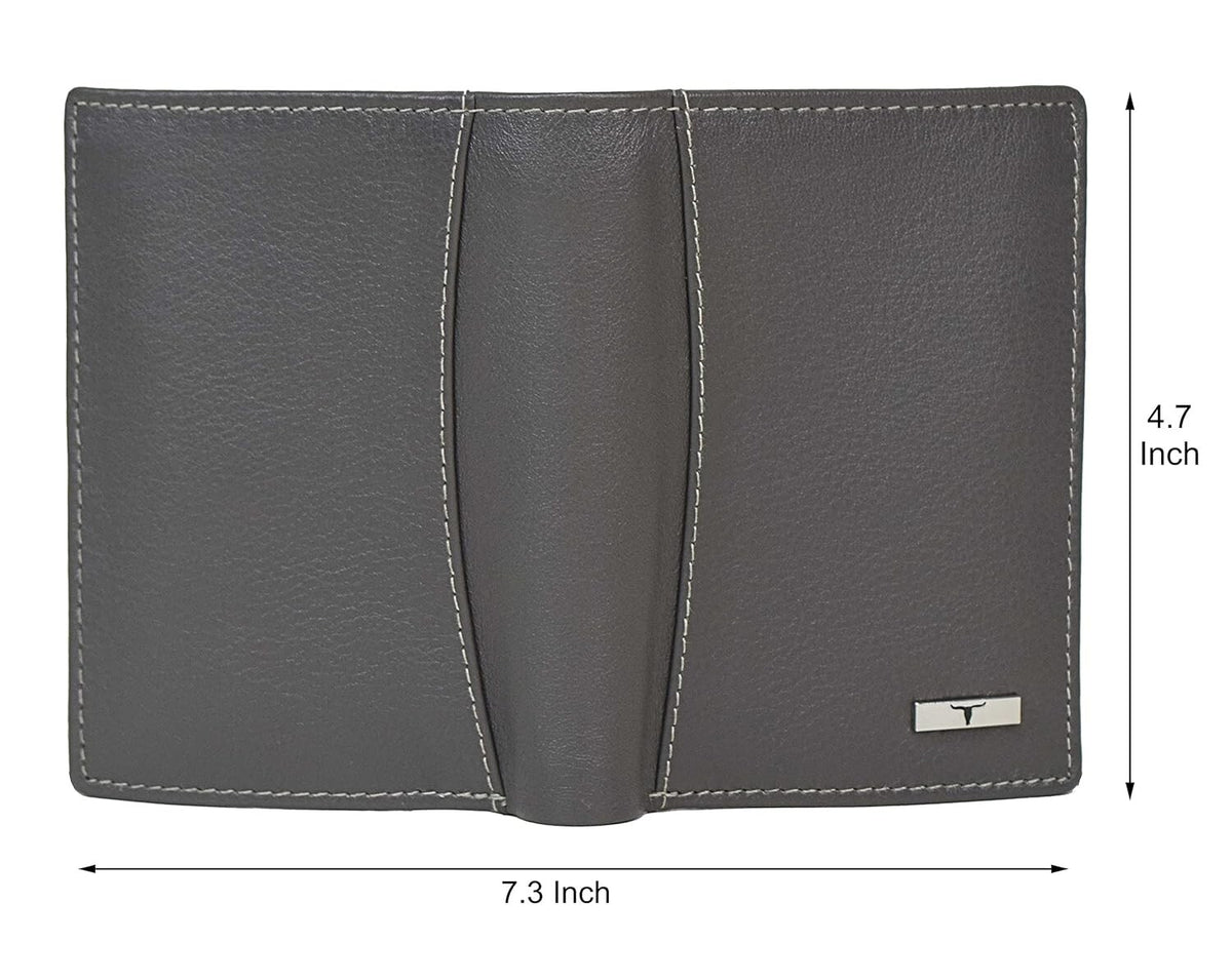 New Grey Bi-Fold Leather Men's Wallet RFID Protection Gift Item